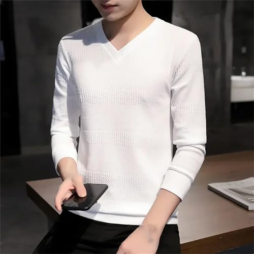 Mens Wool Sweater Long Sleeves Knit Pullover V Neck Slim Fit Lightweight Soft Jumper Top2