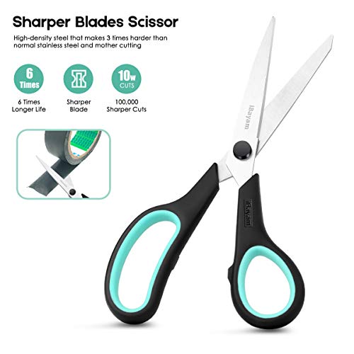 Scissors All Purpose, Ibayam 8" Heavy Duty Scissors Bulk 3-Pack, 2.5Mm Thickness Ultra Sharp Blade Shears With Comfort-Grip Handles For Office Home School Sewing Fabric Craft Supplies, Right/Left Hand #TOP2