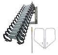 TECHTONGDA Loft Ladder Aluminum-Magnesium Alloy Attic Steps Pull Down 14 Steps Attic Stairs Wall Mounted Type Folding Ladder with Armrests 11.5 ft Height 660 lb Capacity Black