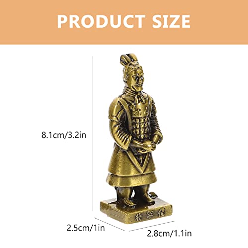 Yardwe 1 Set Terracotta Warriors Statue Ancient China Dynasty Qin Terracotta Warriors Figurine Standing Soldier Sculpture Miniature Figure Home Display Table Display Gift #TOP6
