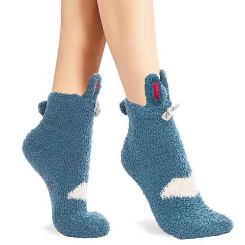 Image of Violet Mist Women Funny Fuzzy Bunny Socks Cute Rabbit Fluffy Non-slip Grip Socks Warm Slipper Sock Easter Gifts Girls