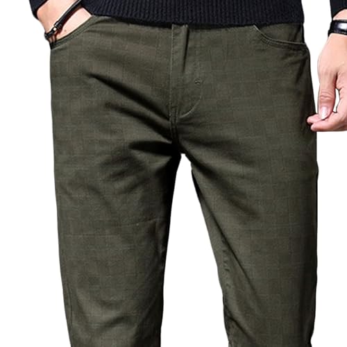Men's Plaid Business Dress Pants Stylish Casual Suit Pants Stretchy Lightweight Work Pants​4
