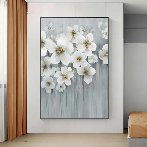Images art mural décoration salon grand format toile fleurs blanches