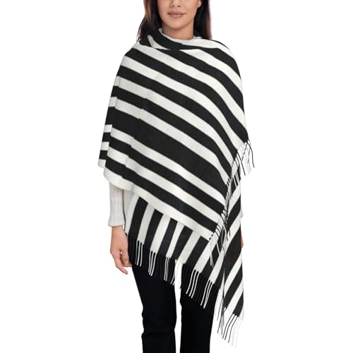Black And White Stripes Women's Scarf Pashmina Shawls and Wraps for Evening Dress Wedding Long Warm Scarves3