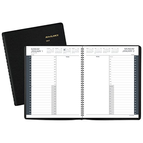 At-A-Glance Daily Appointment Book / Planner 2017, Wirebound, 24-Hour, 8-1/2 X 10-7/8", Black (70-214-05) #TOP4