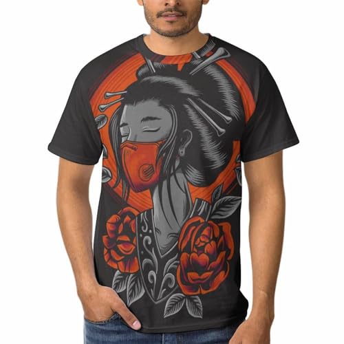 T-shirt japonais homme à col rond et manches courtes en coton style casual