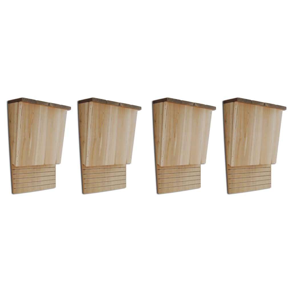 Fledermaushäuser Set aus massivem Holz 4 Nistkästen 22 x 12 x 34 cm mit Landerampe Metallhaken für Garten Balkon Terrasse als Fledermaus Quartier