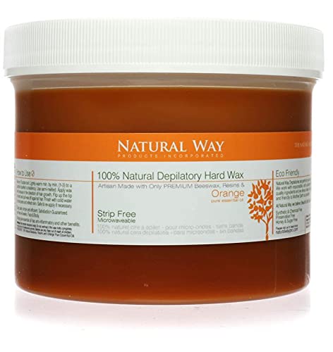 Natural Way Hard Wax: Face & Body Waxing | Orange Formula Microwaveable - 24oz/680g, For normal to dry skin