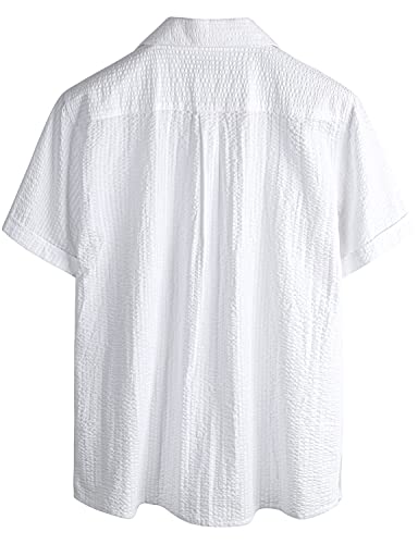 Image of VATPAVE Mens Striped Summer Shirt Casual Button Down Short Sleeve Beach Shirts Cotton Shirts for Men