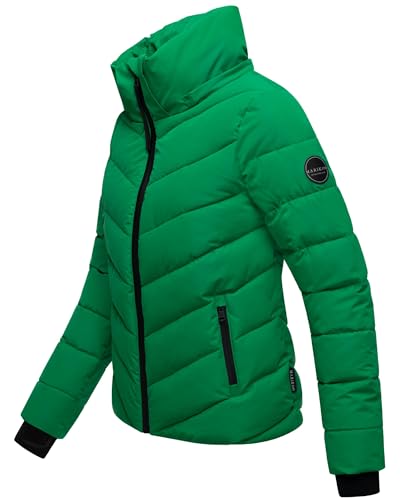 MARIKOO Damen Winterjacke warme Steppjacke mit abnehmbarer Kapuze Samuiaa XVI Smaragd Green Gr. S