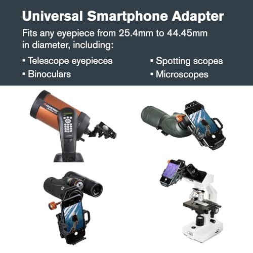 Celestron 81036 NexGO 2-Axis - Dwuosiowy uniwersalny adapter do smartfona do digiscopingu i astrofotografii Celestron 81036 NexGO: laczy smartfon z okularem optycznym, by robic zdjecia i filmy, czarny