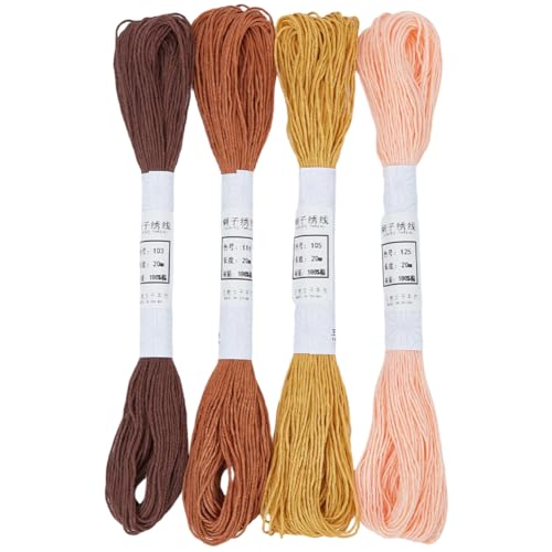 Set de 4 hilos de bordar algodón marrón 80m miniatura 1