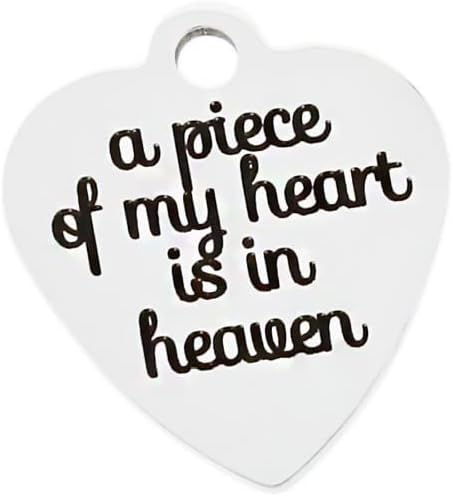 Bohemian Findings In Memory Stainless Steel Charm - A Piece of my Heart is in Heaven - Exclusive Line - Quantity Options - BFS583 Choose Quantity: BULK 20 Charms