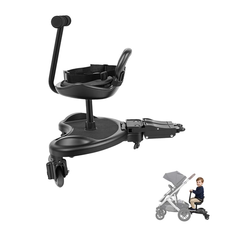 WEDFHJKO Universal Stroller Board Buggy Board Stroller Glider Board Stroller Standing Board with Backrest and Detachable Seat Sit and Stand Stroller Attachment for Toddler to Ride Up to 55lbs