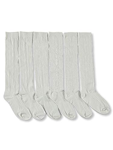 BLUE HEAVEN Girls' 3-Pack Cable Knee Socks - white, 8-9