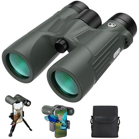 Gosky 10X42 HD Binoculars for Adults with Phone Adapter, High Power Binoculars with BAK4 Prism and FMC Lens, Waterproof Binoculars for Bird Watching Hunting Traveling Outdoor Sports Cover