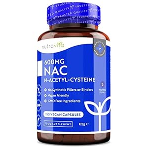 NAC N-Acetyl-Cysteine 600mg – 150 Vegan Capsules – 5 Months Supply of NAC Supplement – High Bioavailability and No Fillers or Binders – N Acetyl Cysteine Amino Acid – Made in The UK by Nutravita