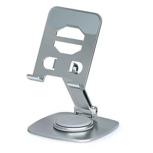 EKLMCFS Carbon Steel Book Stand 360° Rotation Reading Rack Silicone Holder(Gray)