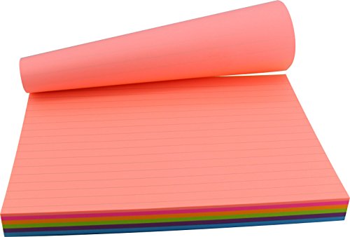 4A Notas adesivas, 15 x 20 cm, tamanho grande, 7 cores neon sortidas, forrado, notas autoadesivas, 2