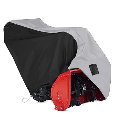 Zenicham Snow Blower Cover, 600D Heavy Duty Waterproof Snow Thrower Cover with Air Vent, Universal Fit Most Two-Stage Snowblower (50" L x 33" W x 40" H) Black & Gray