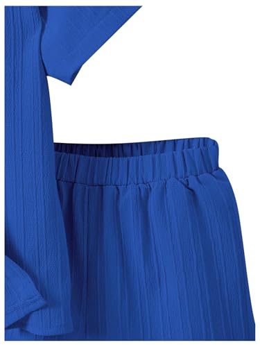 Image of SweatyRocks Boy's 2 Piece Summer Vacation Outfits Short Sleeve Collar Button Down Shirt and Shorts Clothing Set