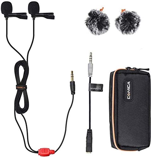 Viewflex CVM-D02 Doppel kopf Lavalier Revers Mikrofon Kondensator Omnidirektionales clip-on mikrofon für Canon Nikon Sony DSLR-Kameras,iPhone