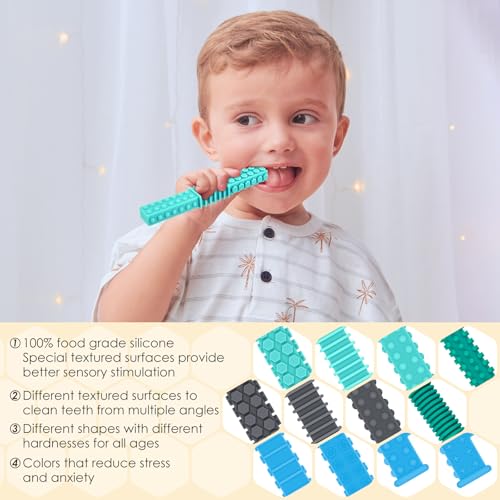 Image of ERKOON Sensory Chew Toys for Autistic Children, 4 Pack Silicone Chewy Tube Oral Motor Tools for Sensory Kids with Autism, Biting, ADHD, SPD, Chewies with Special Needs, Teething Sticks Toys