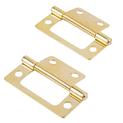 2" X 11/16" Bright Brass Plated Non-Mortise Hinges | Pack Of 2 | Cabinet Door, Box, Case Hinges | H11-H529Abp #TOP2