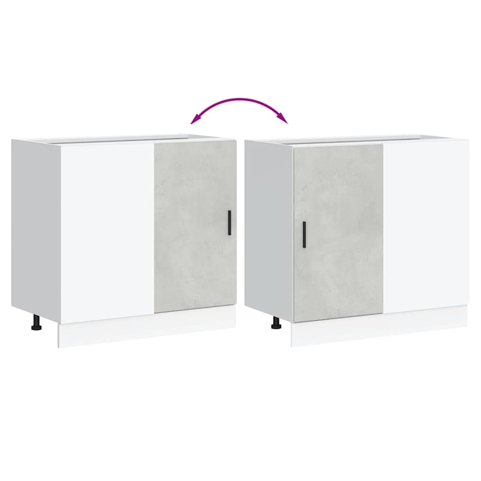 ATOMSTACK MAKER Meuble bas de cuisine gris béton, 86 x 46 x 81,5 cm, hauteur réglable en continu, matériau en bois, capacité de charge 70 kg, pour évier et plaque de cuisson - Série Lyon