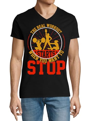 T-shirt col en V en coton noir homme coupe athlétique premium