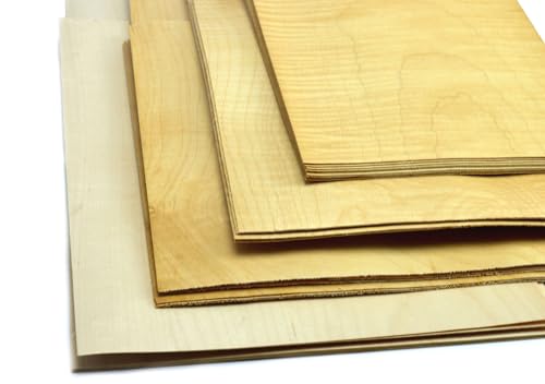 Echtholz Furnier Set – 4–5 Furnier Holzfurniere, Ideal für Modellbau, Ausbesserungsarbeiten, Intarsien, DIY, Restauration, Intarsien, Schmuck & Bastelprojekte (Ahorn)