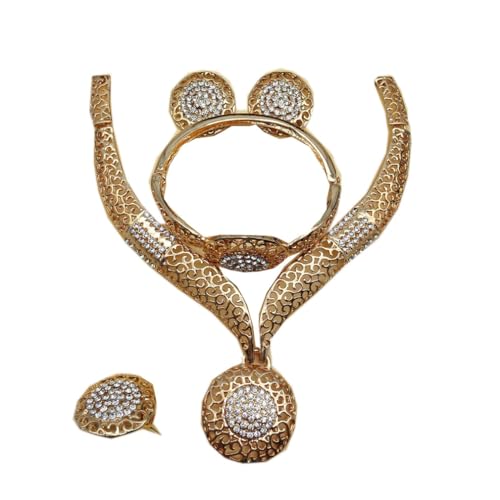 Parure de bijoux plaqués Or et strass de luxe pour éclat glamour