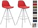 Produktbild CLP 2er Set Barhocker Franklin Mit Stoffbezug Und Rückenlehne I Barstuhl Mit Rundem Holzgestell Und Fußstütze Rot, weiß (eiche)
