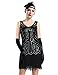 Produktbild BABEYOND Damen Retro 1920er Stil Flapper Kleider mit Zwei Schichten Troddel V Ausschnitt Great Gatsby Motto Party Kostüm Kleider- Gr. M (Fits 78-88 cm Waist & 96-106 cm Hips), Schwarz