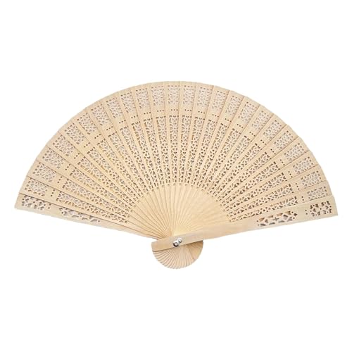 shjxi Abanico clásico, plegable de madera, abanico de mano vintage, ventilador de mano decorativo, ventilador de decoración de cosplay, elegante ventilador de mano tallado hueco, ventilador portátil
