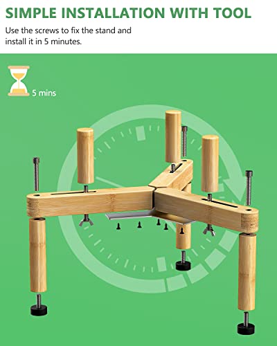 Vantic Dog Bowl Stand, Adjustable Elevated Food Stand for 6.5-11\" Wide Dishes, Sturdy Bamboo Raised Food Holder for Small and Medium Dogs (Bowl Not Included), 16\" L x 16\" W x 9\" H - Thumbnail 6