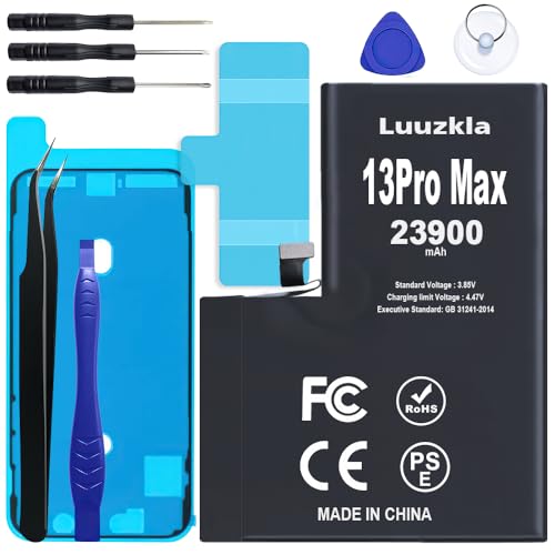Luuzkla 23900mAh Battery Compatible with iPhone 13 Pro Max (New Upgrade) Super Capacity Battery Compatible with iPhone 13 Pro Max with Full Tool Kits-0 Cycle High Capacity-24 Months Service