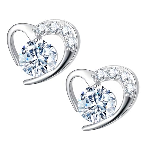 PSOWQ Pendientes Pequeños de Plata 925 para Mujer - Juego de Pendientes de Plata de Ley con Circonitas - Regalos de Joyería para Niñas
