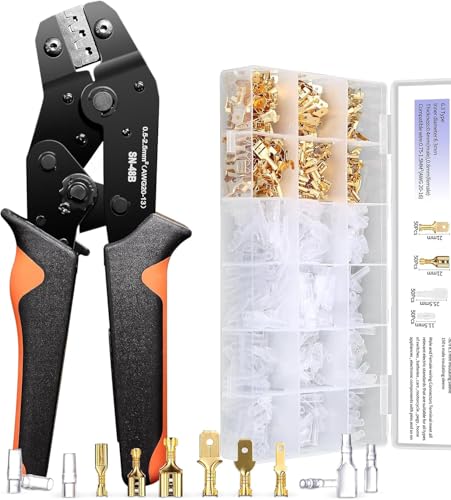 Hibisaws Kit de herramientas de crimpado de virola (kit de terminales de pala, 600 piezas)
