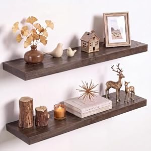 Axeman 30 inch Floating Shelves for Wall Live Edge, Natural, 2PCs
