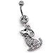 Soulbreezecollection Dog Doggy Poodle Animal Dangle Navel Belly Ring Body Fashion Jewelry 14 Gauge
