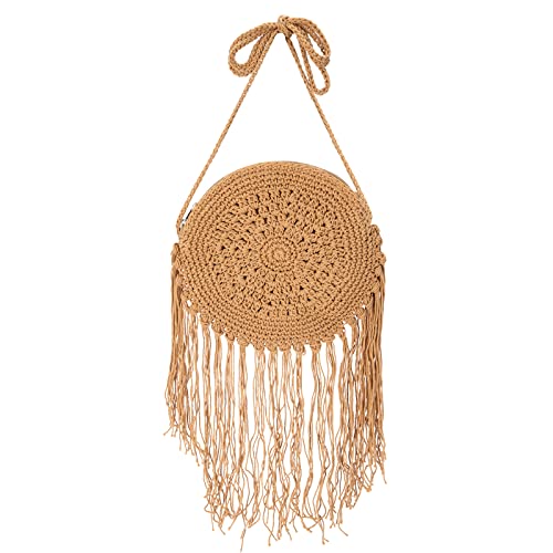 Materiale naturale adorabile: la borsa a tracolla in tessuto a mano è realizzata in corda di cotone naturale resistente; Peso leggero e comodo, fodera in poliestere e spalla lunga con decorazione della nappa.