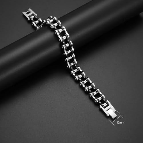 Pulsera de cadena de bicicleta de acero inoxidable para hombre miniatura 2