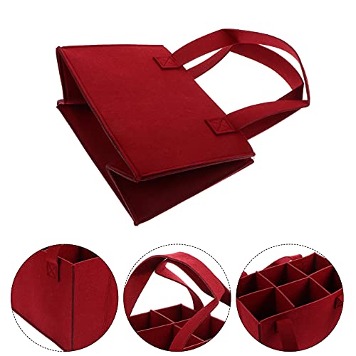 DOITOOL Felt Wine Tote Bag with Multi-Cell Divider for 6 Bottles Reusable Wine Carrier for Travel Picnic Party Thick Felt Material Foldable Bottle Storage Pouch by DOITOOL - Image 3