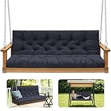 GPQAWER Outdoor Swing Cushions,Waterproof Swing Cushions 3 Seater Replacement with Backrest,Outdoor Thickened Bench Cushion with Ties for Porch,Patio,Backyard,Garden (Navy Blue 60 * 40 in)