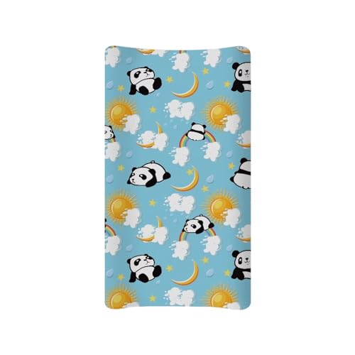 Image of Cute Panda Changing Pad Cover Infant Newborn Changing Table Covers Boys Girls Diaper Table Change Mat Sheet Cover Soft Washable