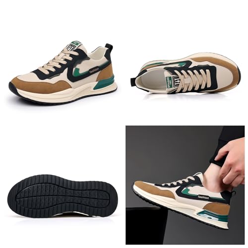 Men's Fashion Suede Leather Platform Lace-Up Low Top Sneakers Comfortable Lightweight Non Slip Walking Workout Sport Work Tennis Shoes2