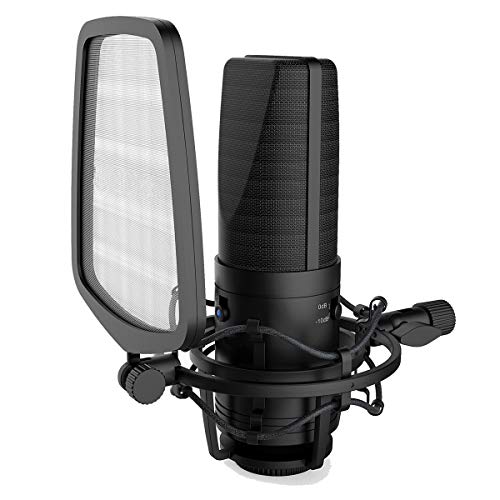 Vidpro Xm-Sc Professional Studio Recording Cardioid Condenser Xlr Microphone With Shock Mount, Pop Filter And 10' Xlr Cable 24 / 48V Phantom Perfect For Recording Artists, Singers And Musicians #TOP2