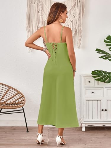 Image of Floerns Women's Leopard Print Draped Collar Spaghetti Strap Cami Long Dress