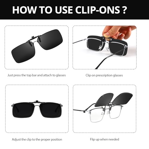 FIMILU Clips on Sunglasses Over Prescription Glasses for Men Women，Polarized Reduce Glare UV400 protection Metal Frame4